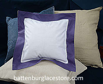 Pillow Sham 26x26 European Square.Cover only. White with Purple